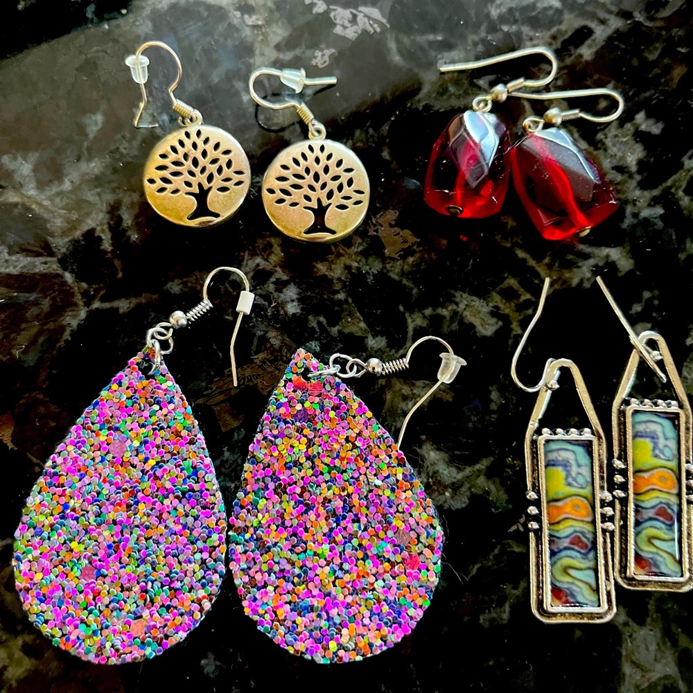 Four sets of earrings